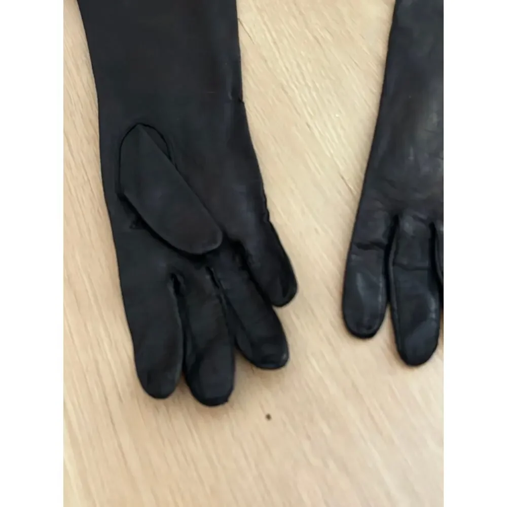 Vintage Black Leather Opera Gloves Womens Long 14